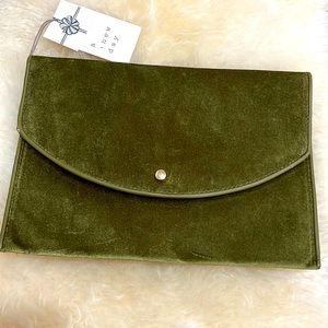 Shimmery green envelope clutch